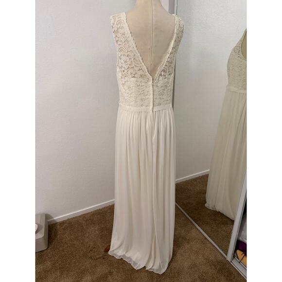 Davids Bridal Wedding dress boho-chic beach bkyard wedding ivory chiffon Plus sz - Picture 9 of 16